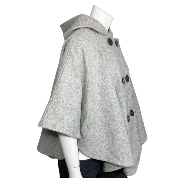 SCHOTT NYC Double Breasted Wool Hooded Peacoat Cape - Picture 4 of 13